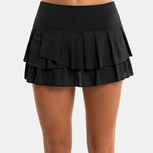 Lucky in Love Wavy Pleat Tier Skirt, Black, XS